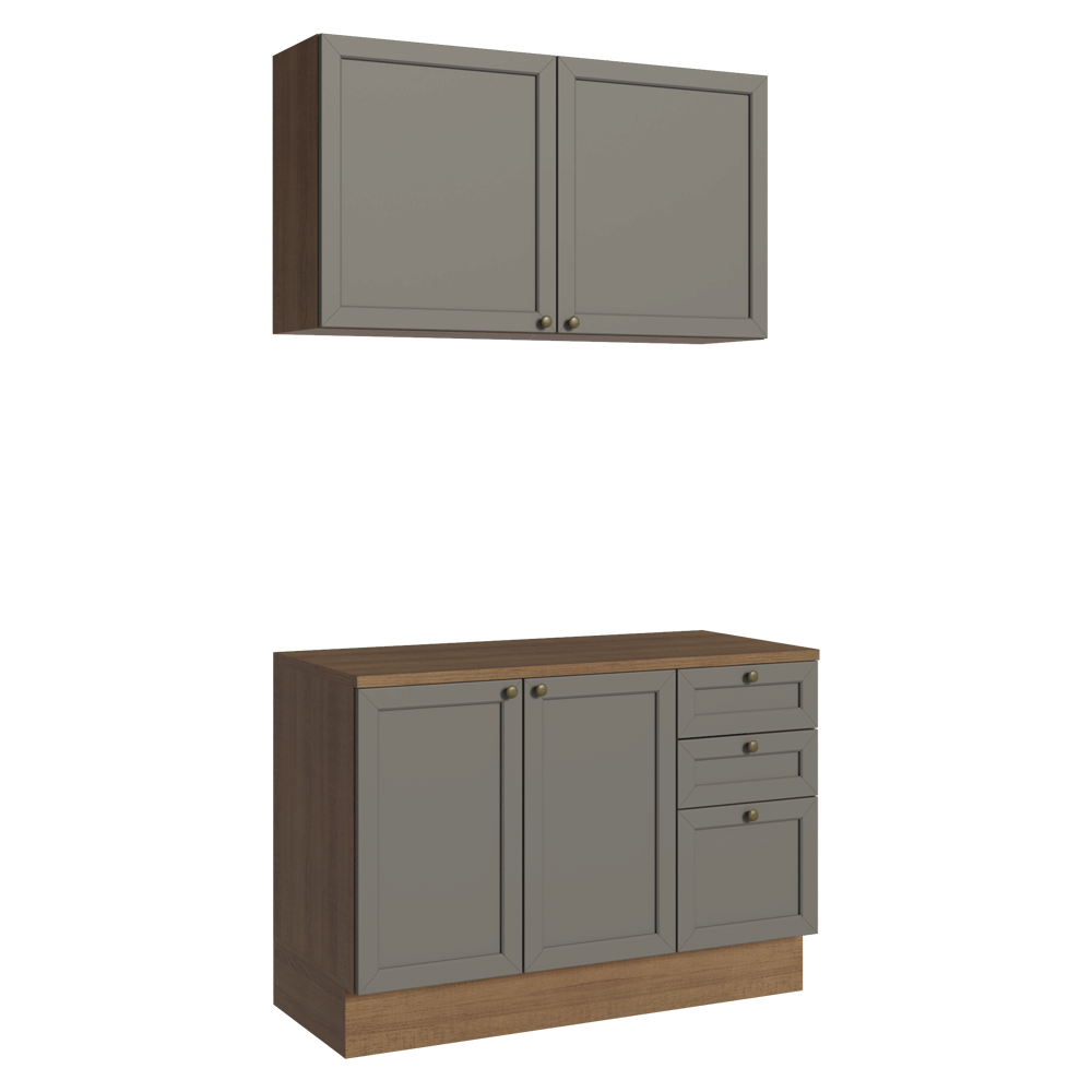 Cocina Compacta 120 cm Vik Marrón/Gris 01