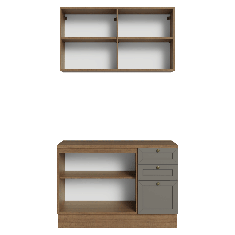 Cocina Compacta 120 cm Vik Marrón/Gris 01