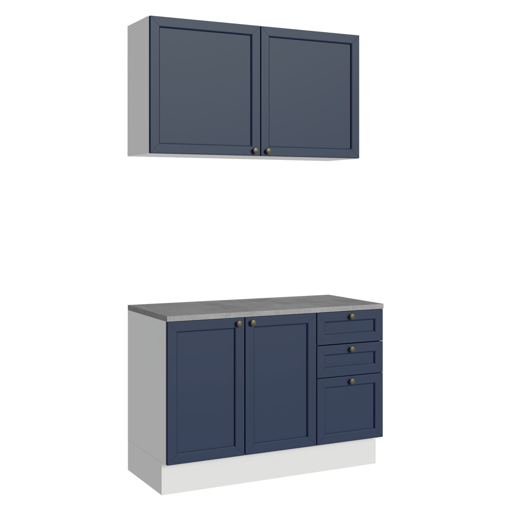 Cocina Compacta 120 cm Vik Blanco/Azul 01