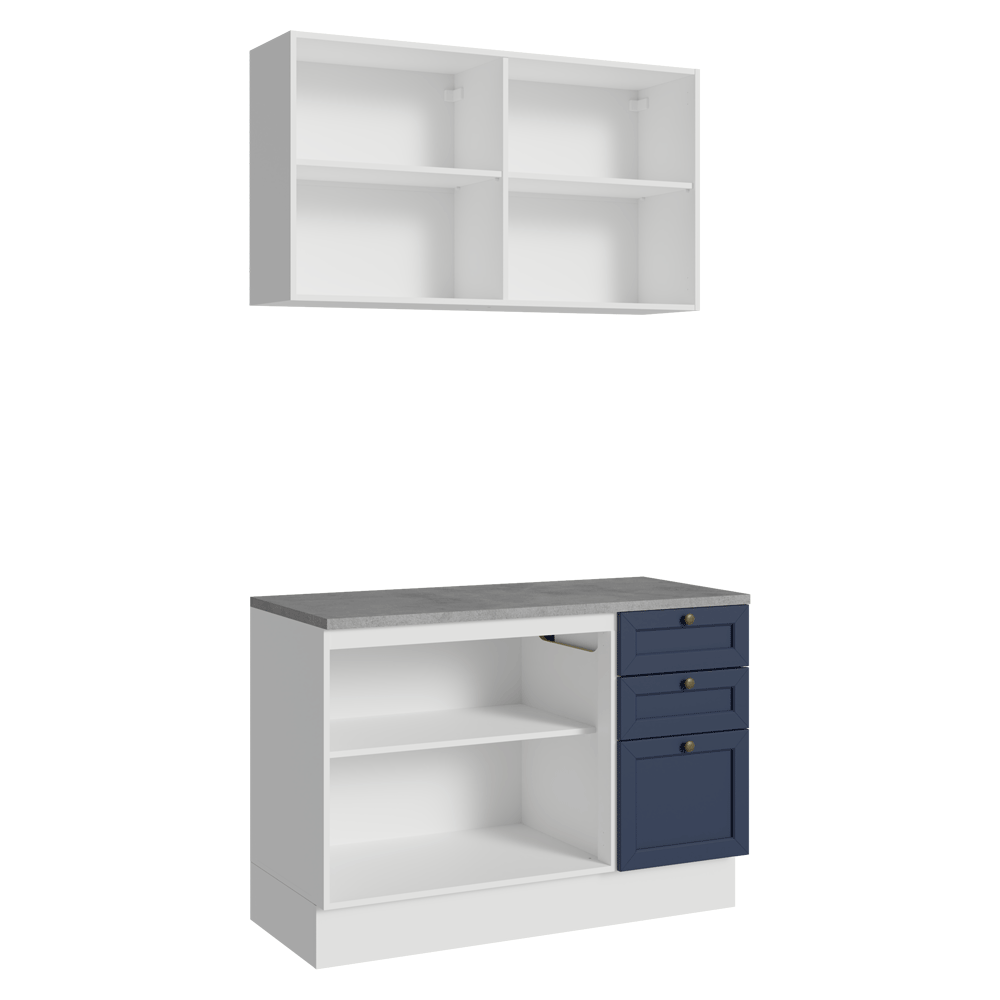 Cocina Compacta 120 cm Vik Blanco/Azul 01