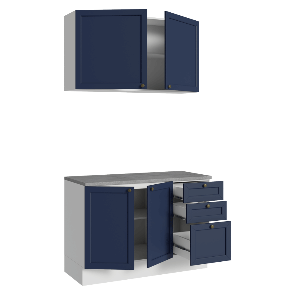 Cocina Compacta 120 cm Vik Blanco/Azul 01