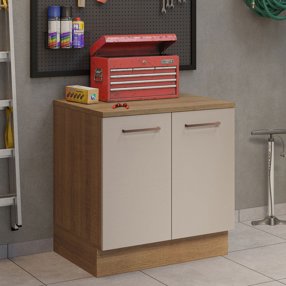 Bajo Mesada Multiuso Garaje 80cm (con Tapa) Marrón/Crema