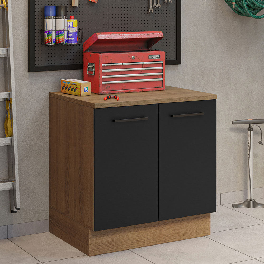 Bajo Mesada Multiuso 80cm 2 Puertas Marrón/Negro Agata Madesa