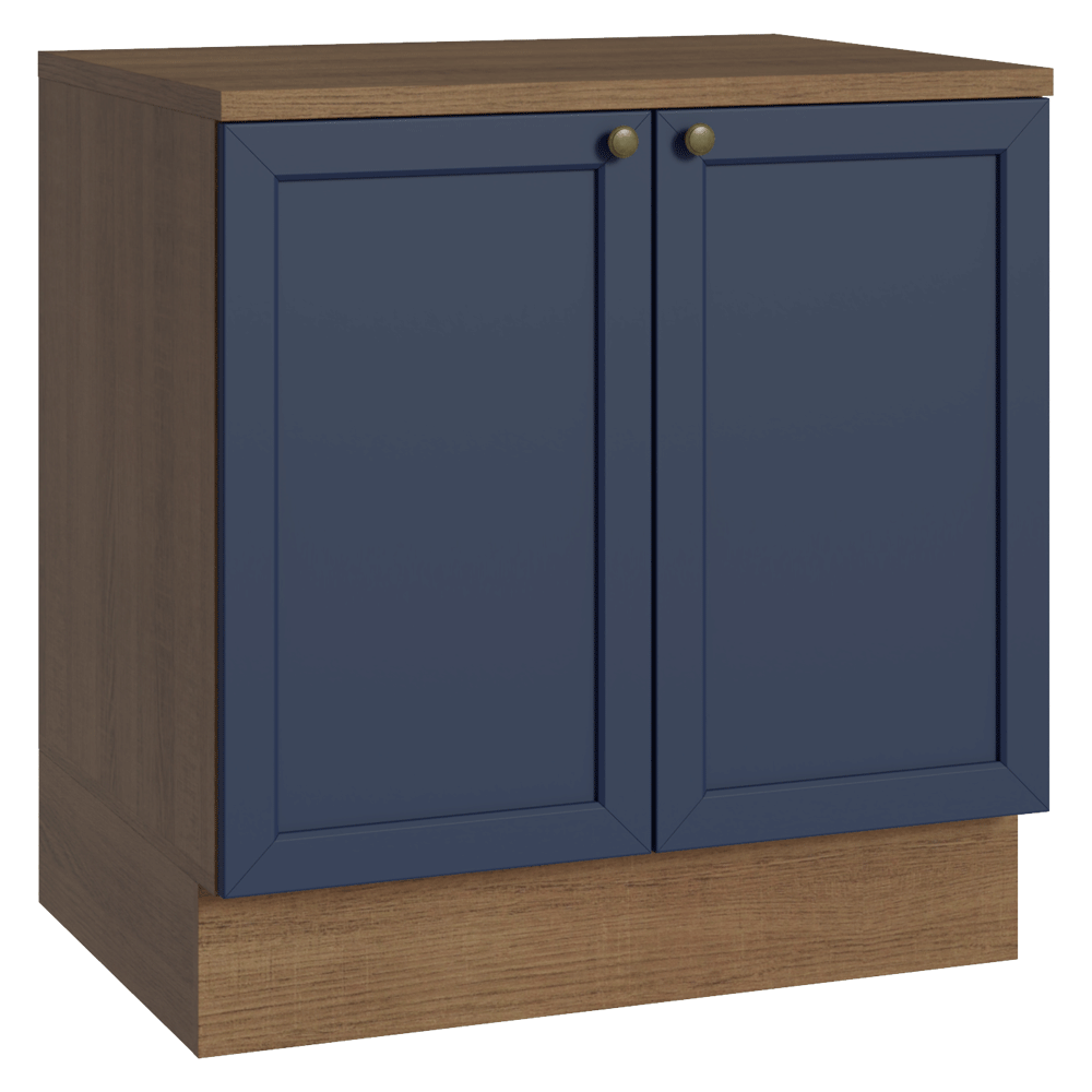 Bajo Mesada de Cocina 80 x 60 cm 2 Puertas (con Mesada) Marrón/Azul Vik Madesa