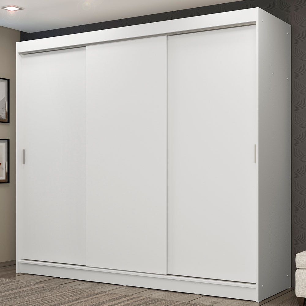 Placard Ropero Matrimonial Madesa Kansas 3 Puertas Corredizas 3 Cajones Blanco