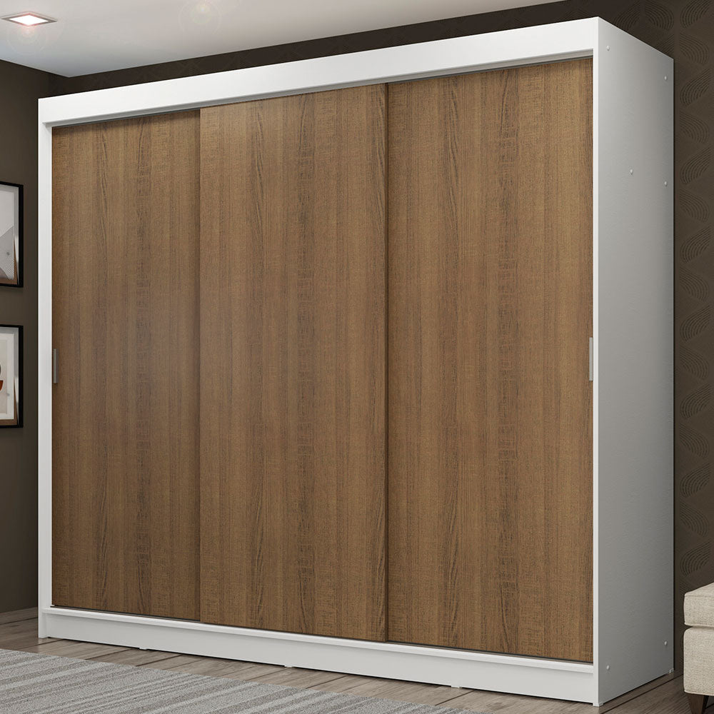 Placard Ropero Matrimonial Madesa Kansas 3 Puertas Corredizas 3 Cajones Blanco/Marrón