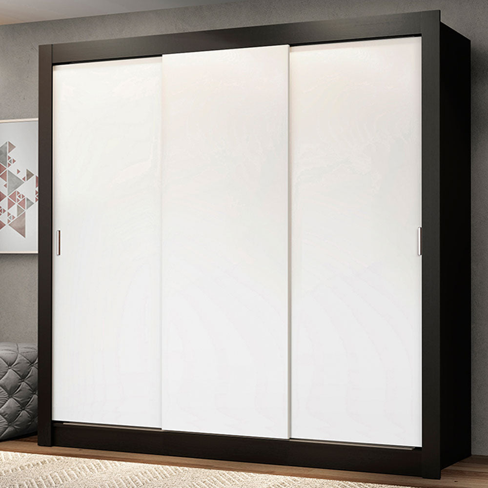 Placard Matrimonial Monaco 3 Puertas Corredizas Negro/Blanco