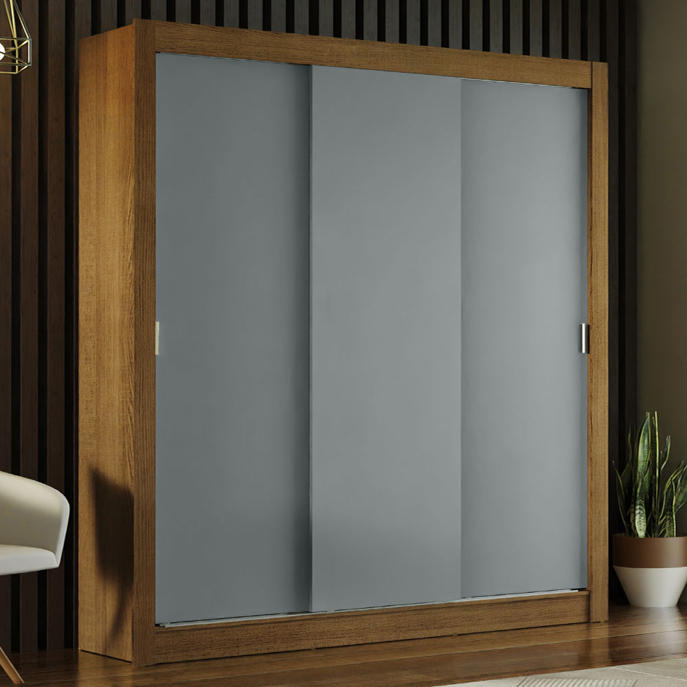 Placard Matrimonial 3 Puertas Corredizas Marrón/Gris Monaco