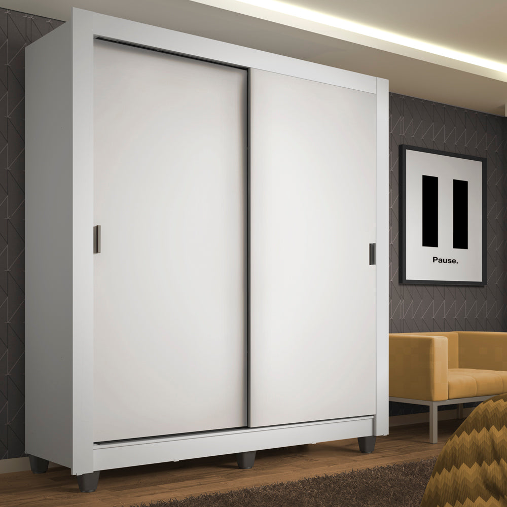 Placard Soltero Denver 2 Puertas Corredizas con Patas Blanco