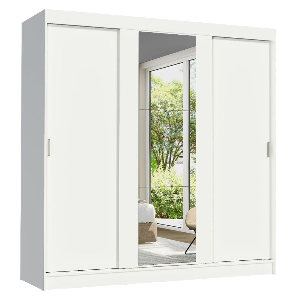 Placard Matrimonial Reno 3 Puertas Corredizas 1 con Espejo - Blanco