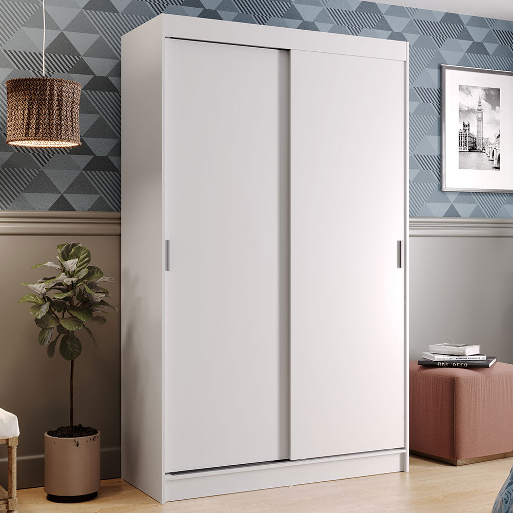 Placard Ropero Solteiro Madesa Tokio 2 Puertas Corredizas con 2 Cajones Blanco