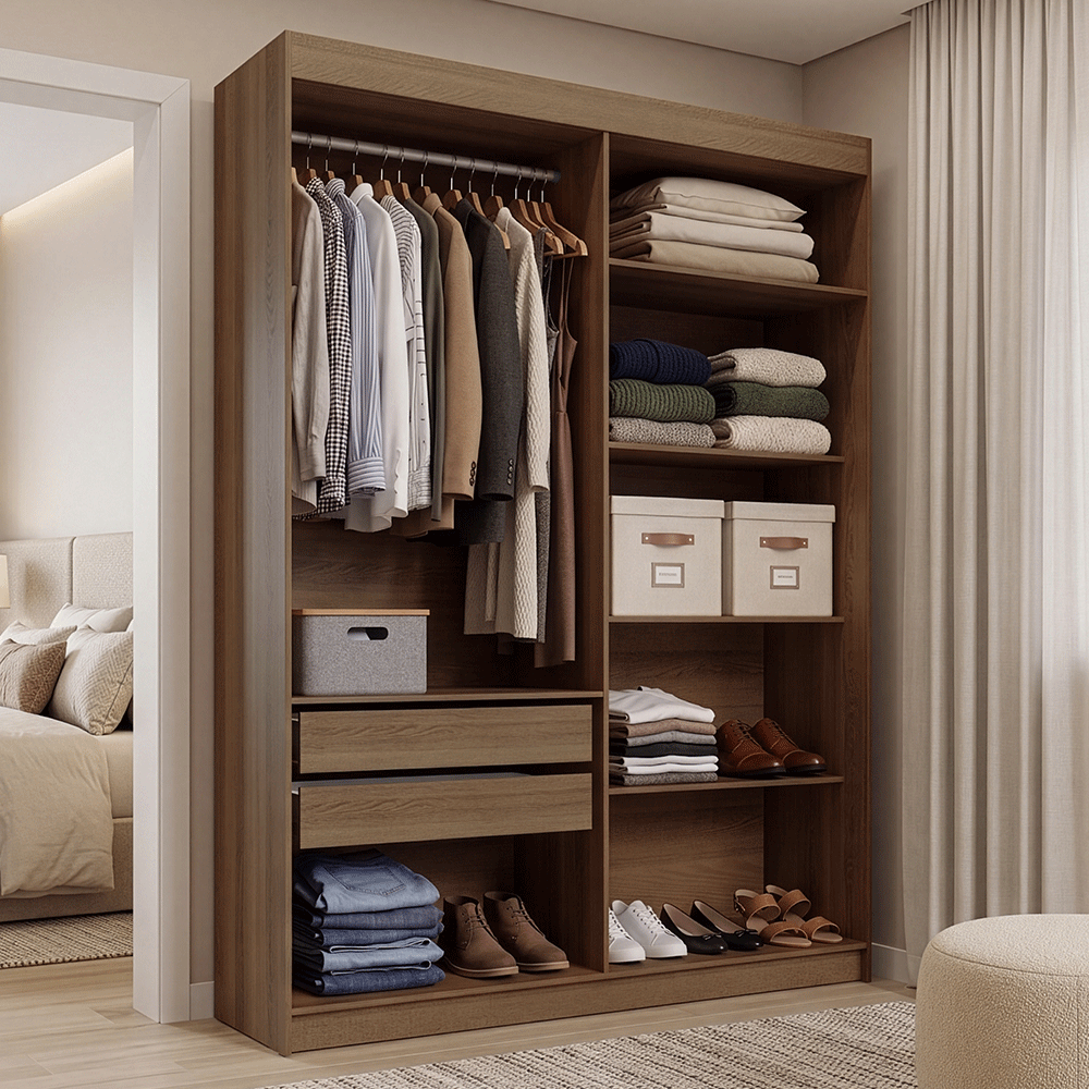 Placard Closet 2 Cajones 121 cm Marrón Venus Madesa