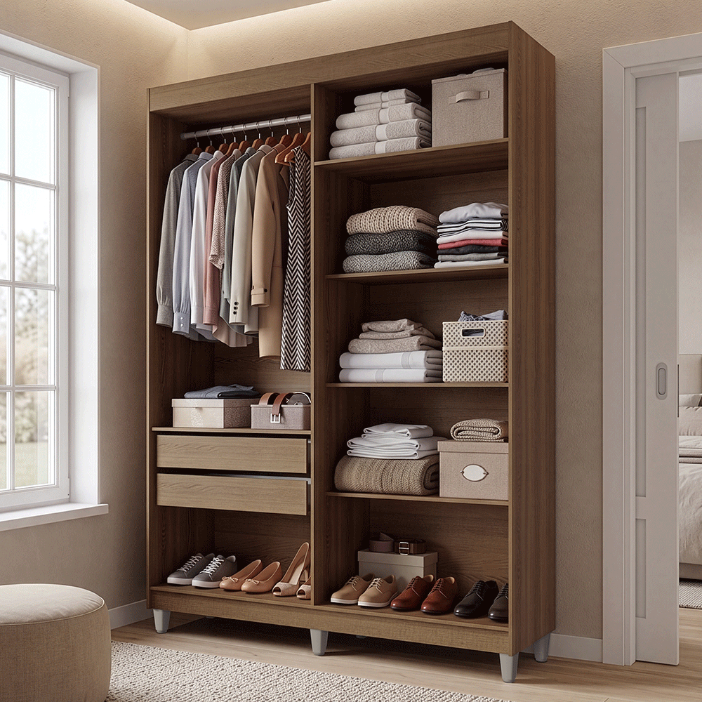 Placard Closet con Patas 2 Cajones 121 cm Marrón Venus Madesa