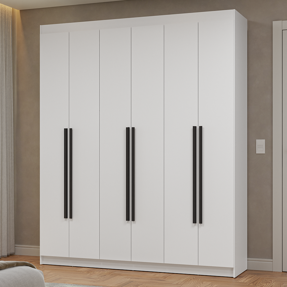 Clóset Matrimonial Venus 6 Puertas Batientes Blanco/Blanco/Negro