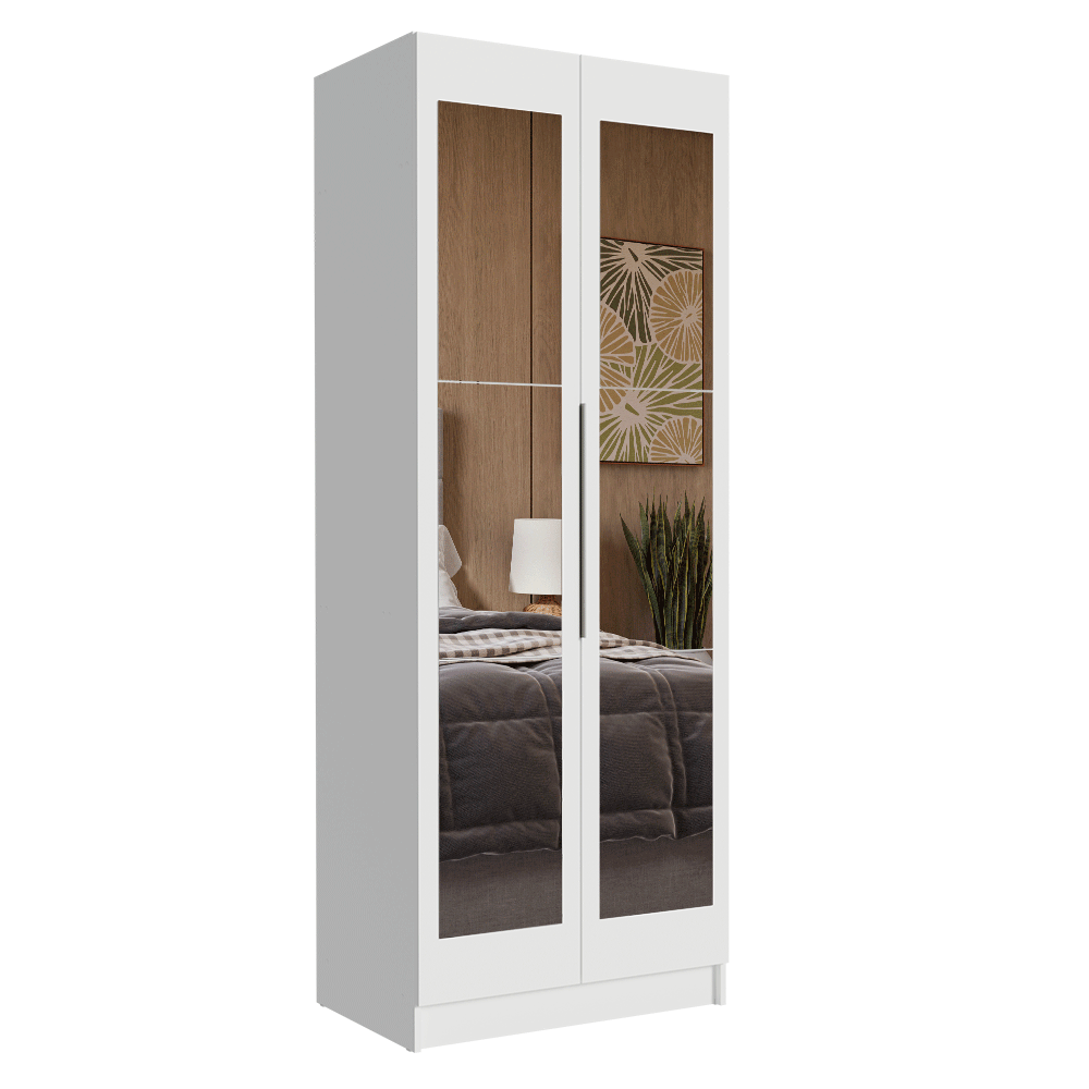 Placard Modular 2 Puertas con Espejo 2 Cajones 4 Repisas Blanco Neo Madesa