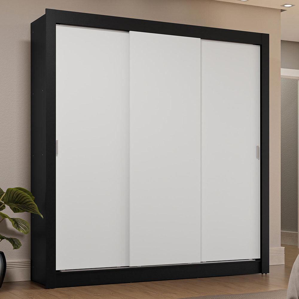 Placard Matrimonial 3 Puertas Corredizas 4 Cajones Negro/Blanco Sublime Plus