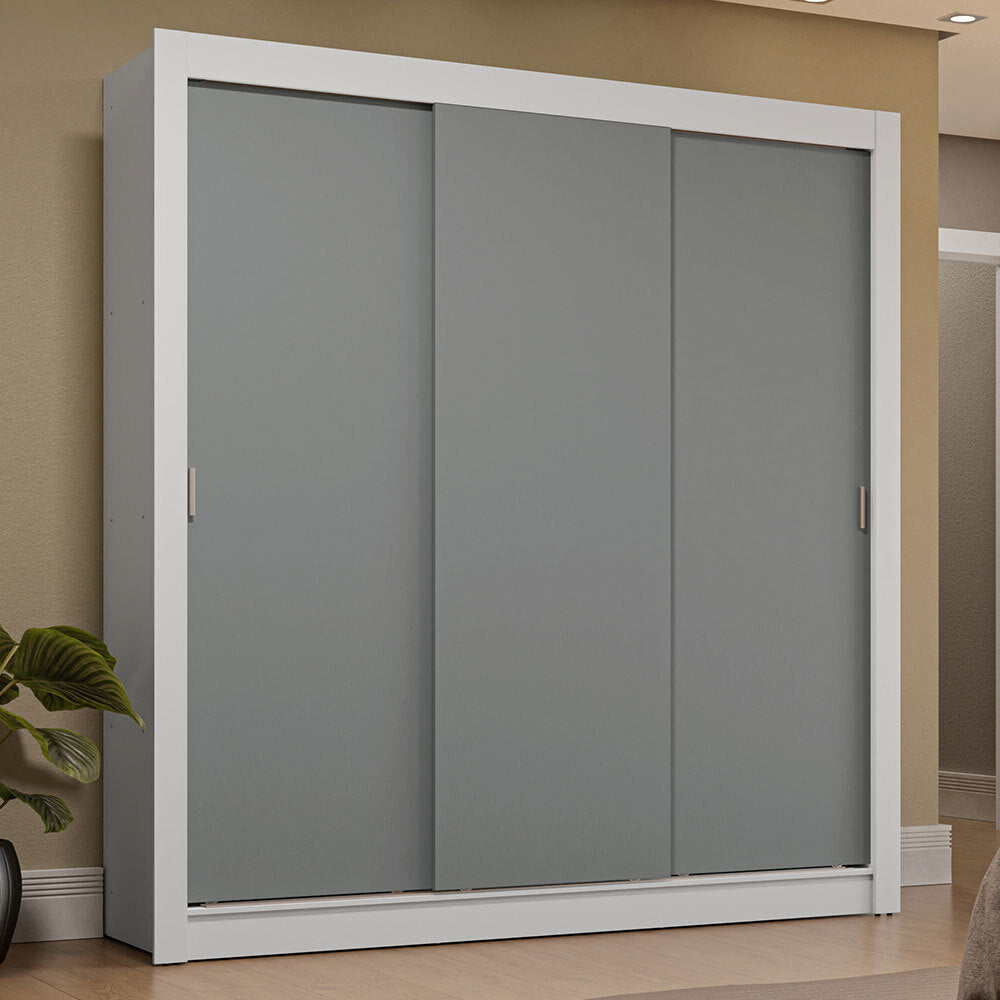Placard Matrimonial 3 Puertas Corredizas 4 Cajones Blanco/Gris Sublime Plus