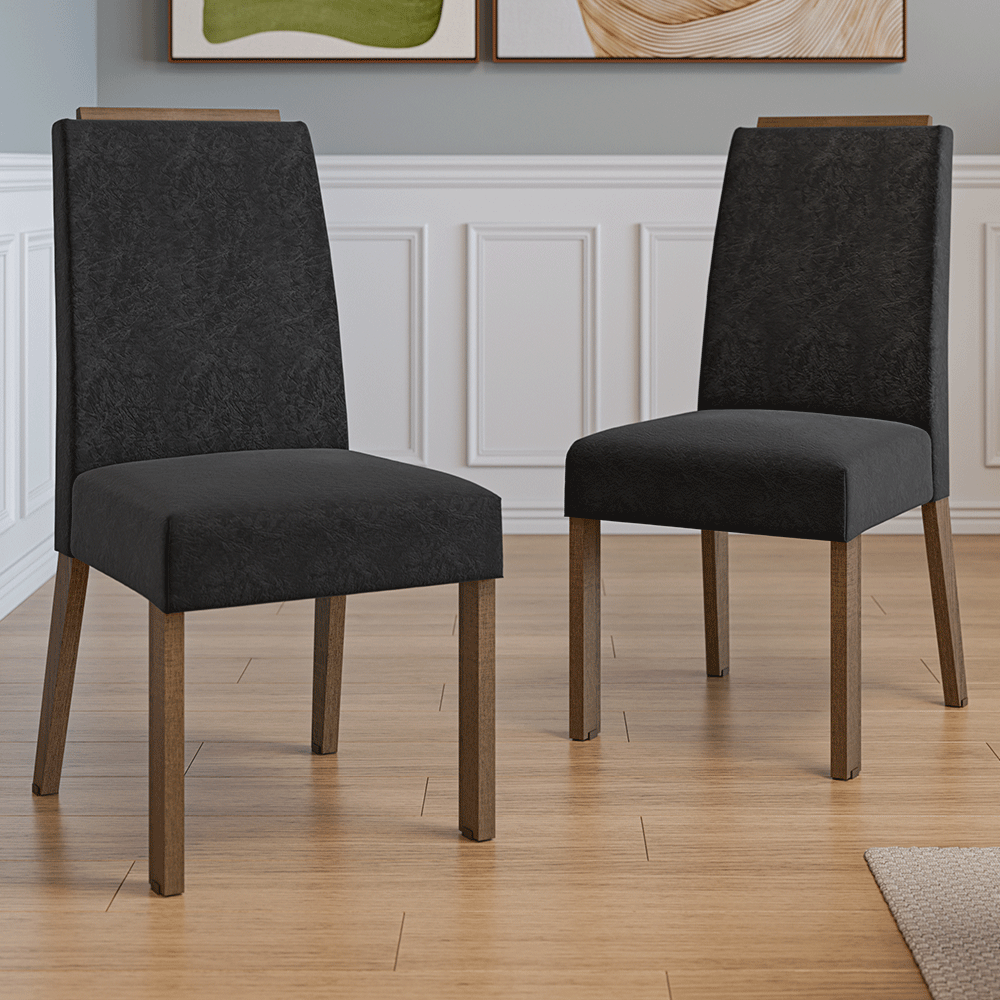 Juego de 2 Sillas 4255 con Detalle Madera Marrón/Oxford