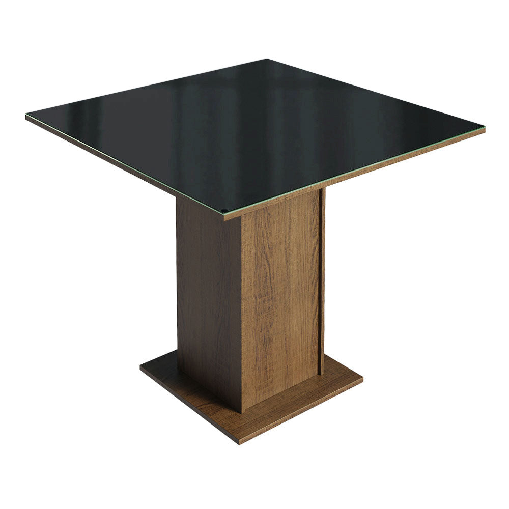 Mesa de Comedor Cuadradra con Tapa de Vidrio 5363 Marrón/Negro