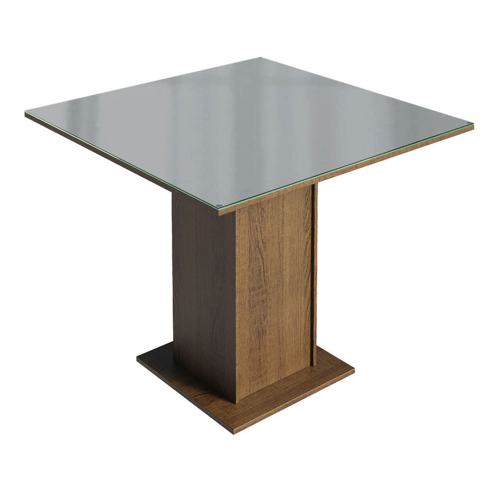 Mesa de Comedor Cuadrada Tapa de Vidrio Marrón/Gris 5363