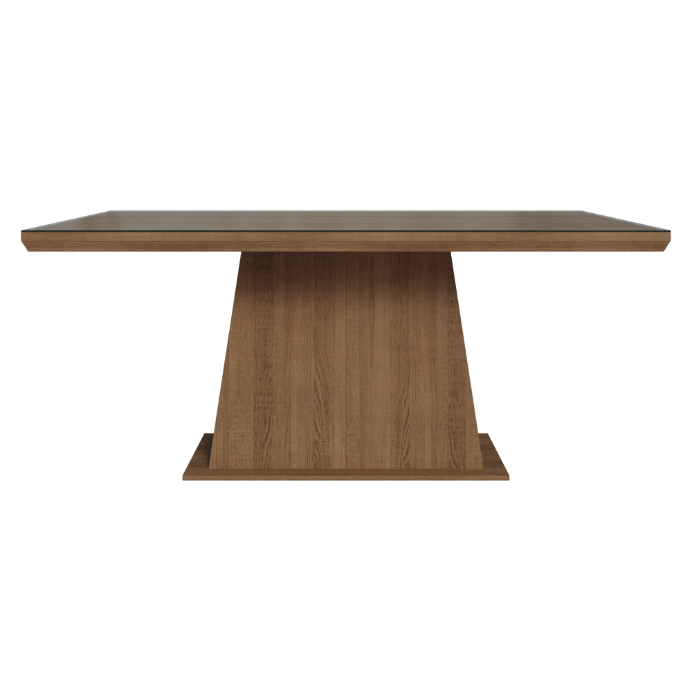 Mesa de Comedor Rectangular Tapa con Borde Biselado y Vidrio Sobrepuesto Marrón 5364 Madesa