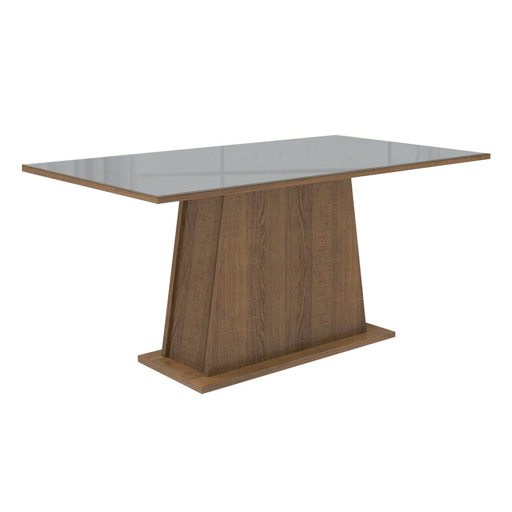 Mesa de Comedor Rectangular Tapa de Vidrio Marrón/Gris Tablero de Vidrio 5364 Madesa