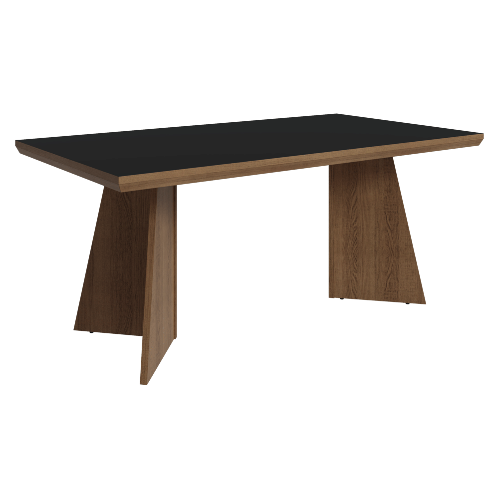 Mesa de Comedor Rectangular Tapa con Borde Biselado Marrón/Negro 5389 Madesa