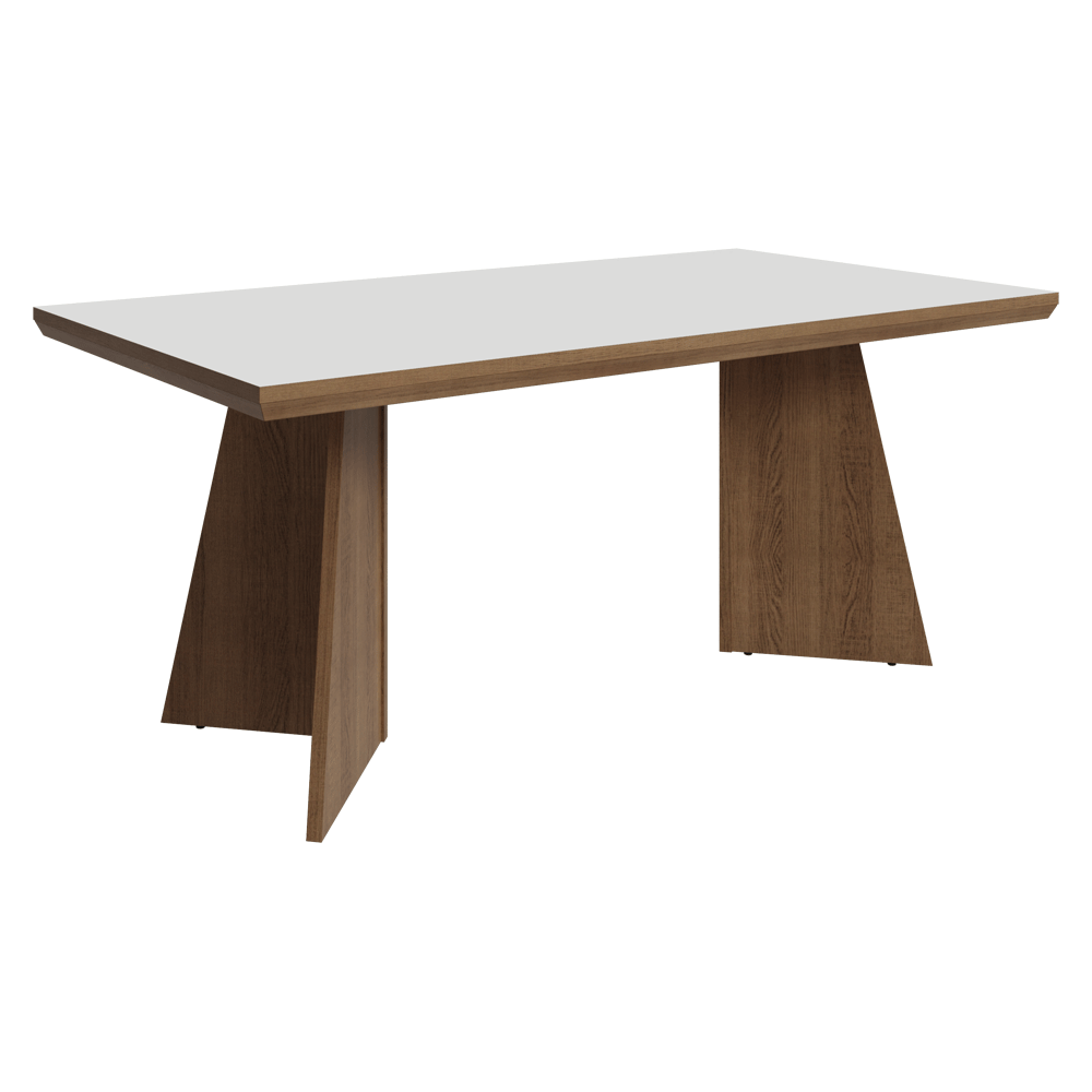 Mesa de Comedor Rectangular Tapa con Borde Biselado Marrón/Blanco 5389 Madesa