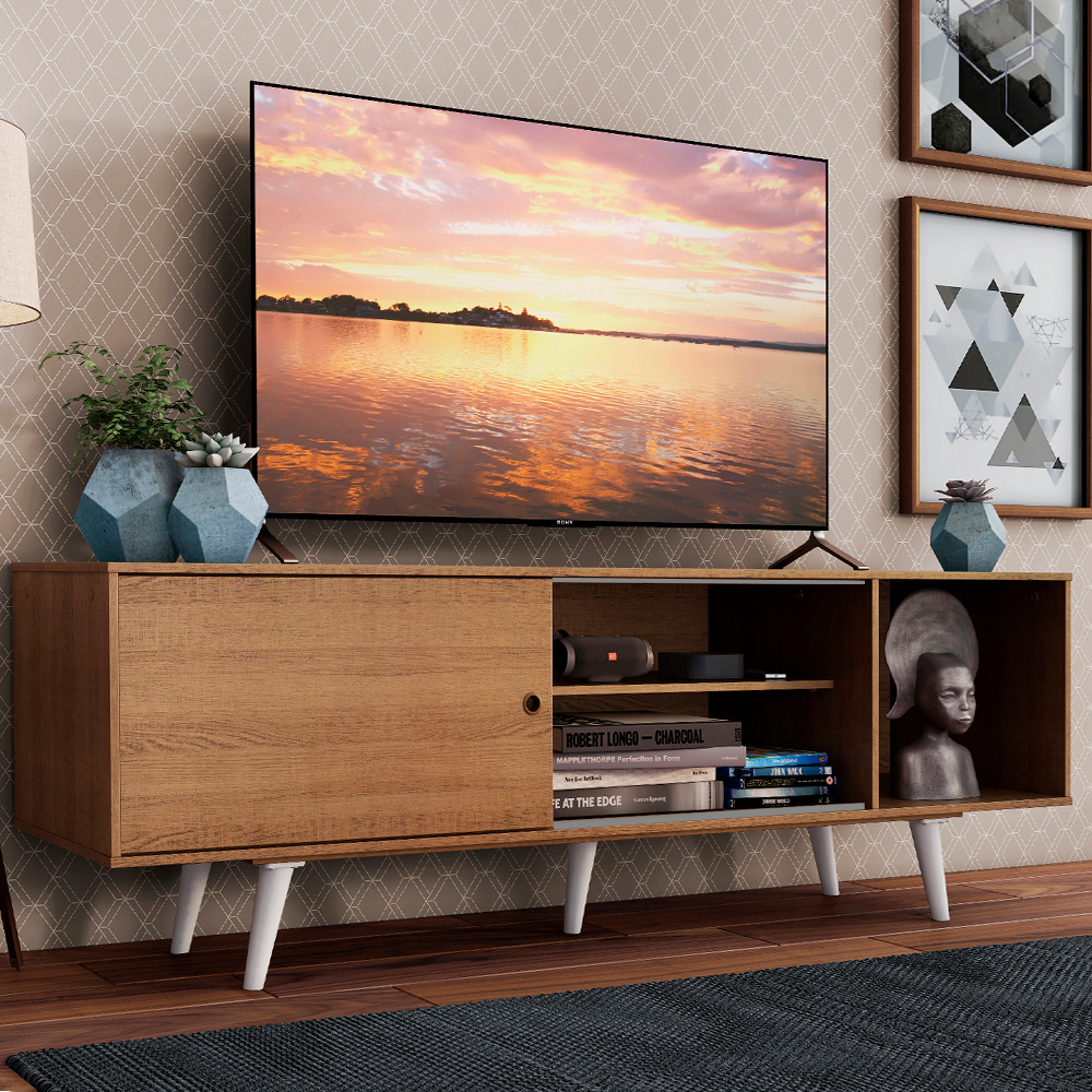 Rack Madesa Dubai para TV hasta 65 Pulgadas con Patas Marrón/Blanco 5Z09