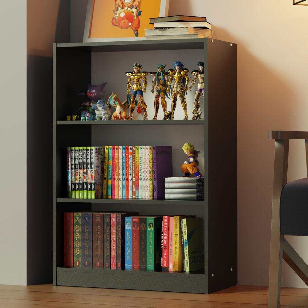 Biblioteca Organizador Madesa 6907 con 3 Nichos Negro