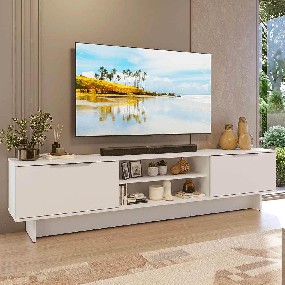 Rack para TV hasta 80 Pulgadas 218 cm 2 Puertas Blanco Stella Madesa