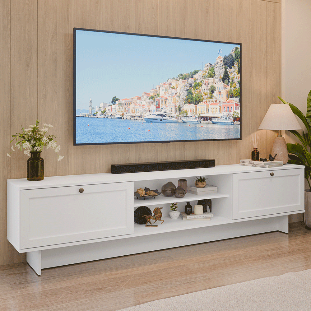 Rack para TV hasta 80 Pulgadas 218 cm 2 Puertas Blanco Vik Madesa