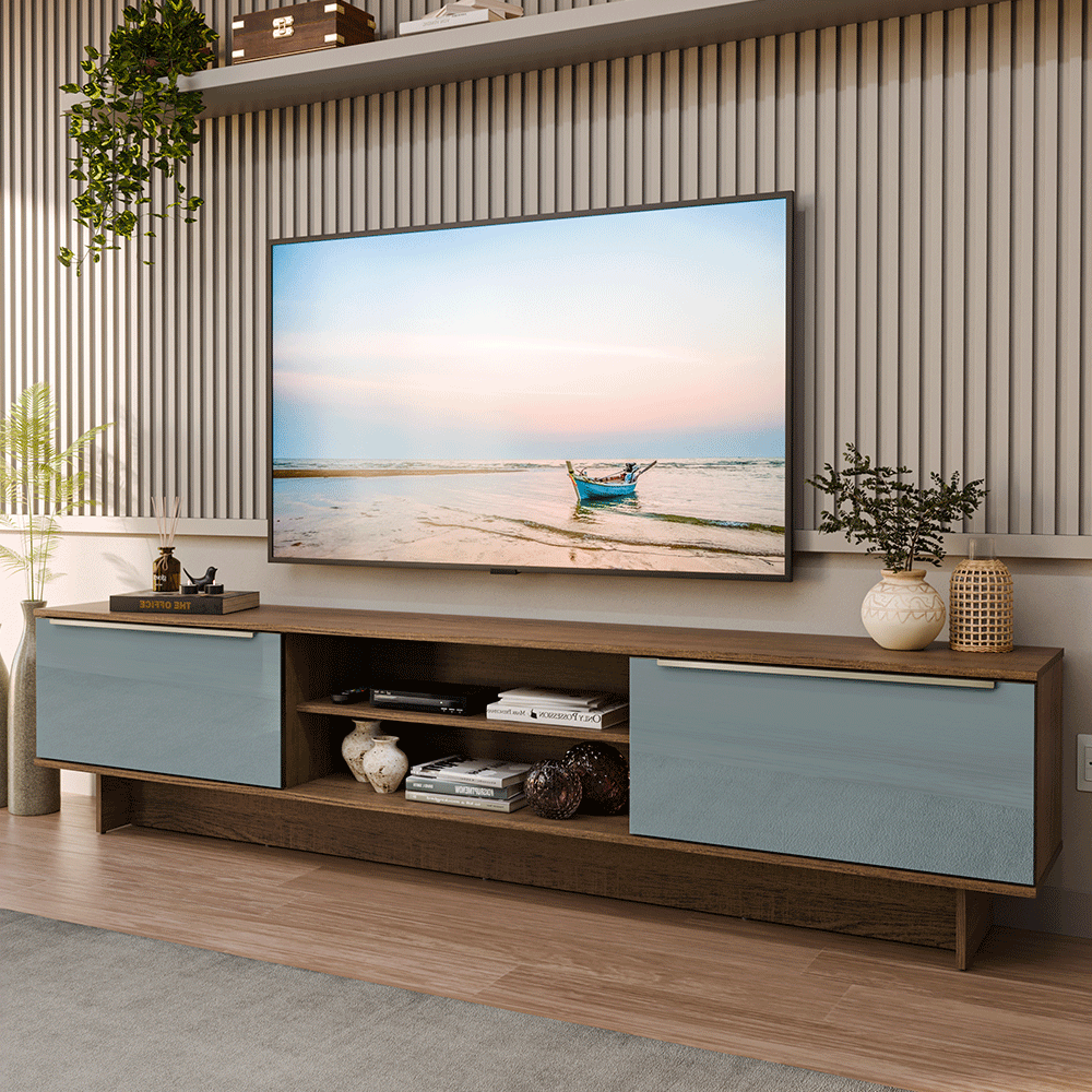 Rack para TV hasta 80 Pulgadas 218 cm 2 Puertas Marrón/Gris Lux Madesa