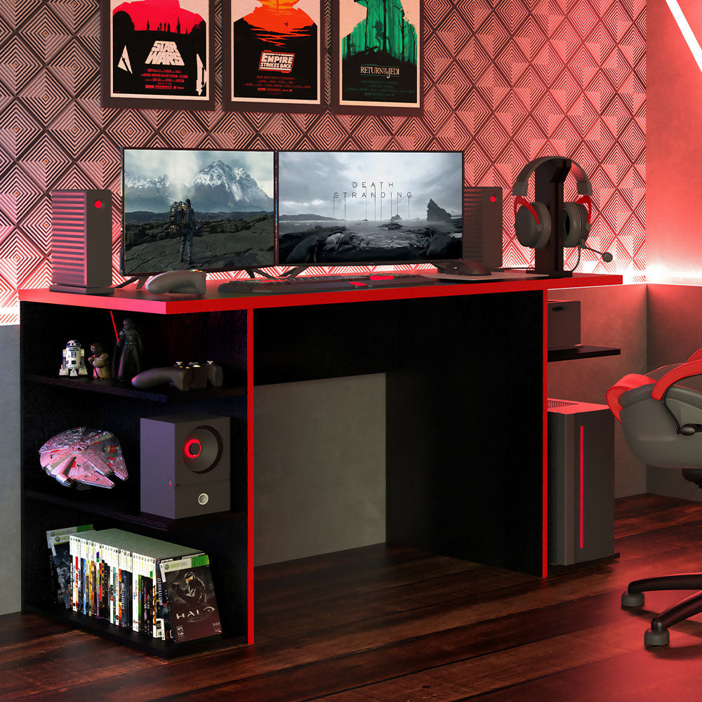 Escritorio Gamer Para PC y Consola Negro/Rojo