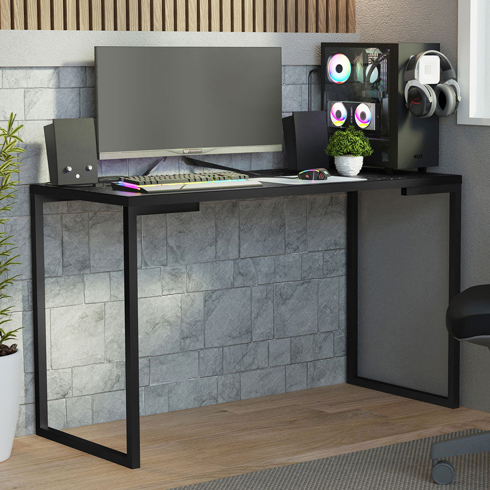 Mesa de Oficina Industrial Preta 120 cm Nero Marquina Madesa