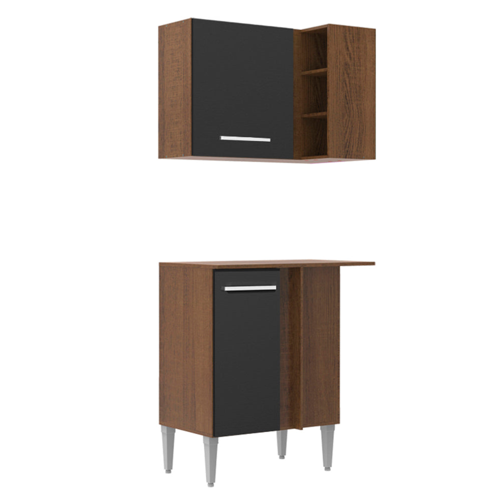 Bajo Mesada 80 cm Sin cajones 2 Puertas Marrón/Negro