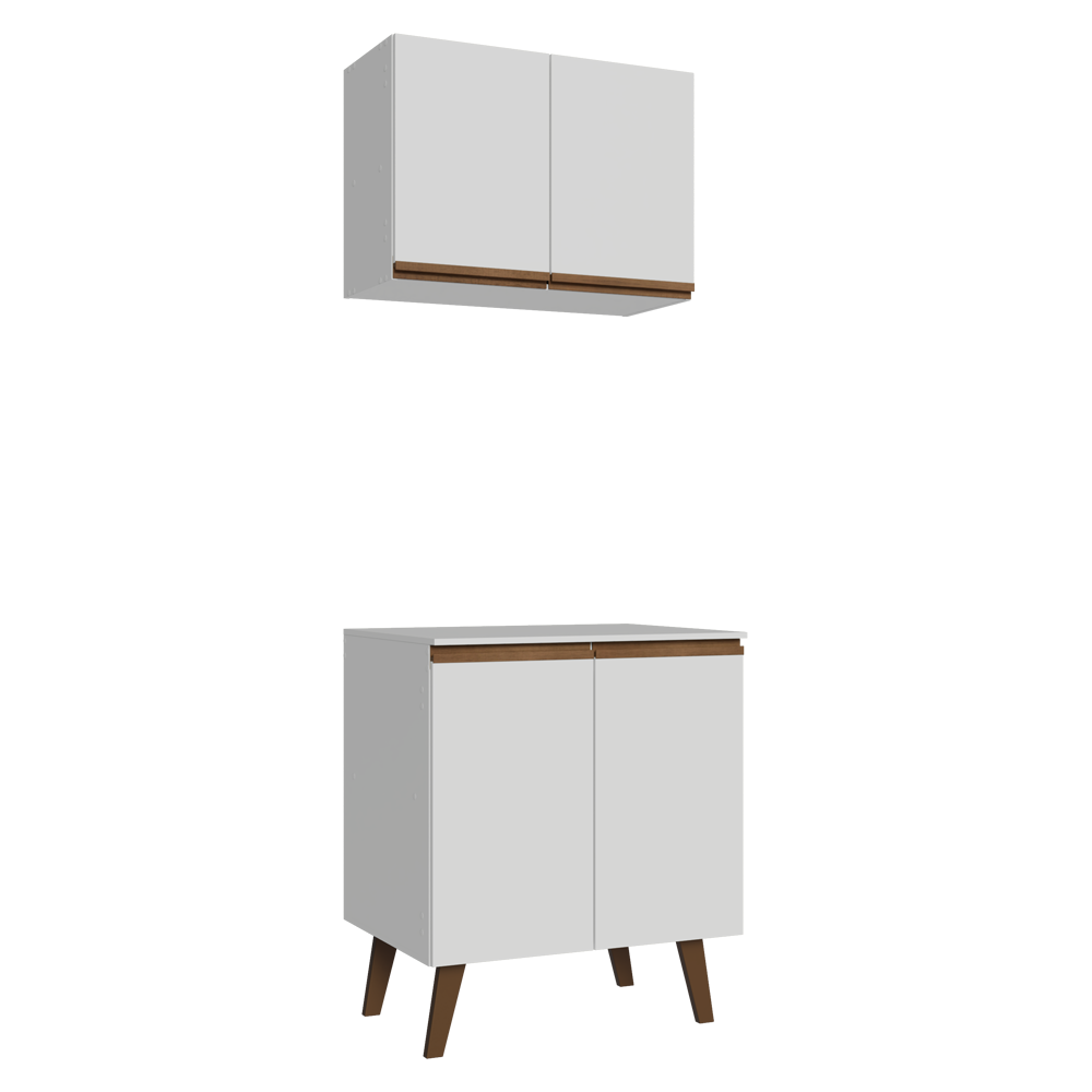 Kit de Cocina con Alacena y Mueble Bajo 70 cm Blanco Pieta Madesa