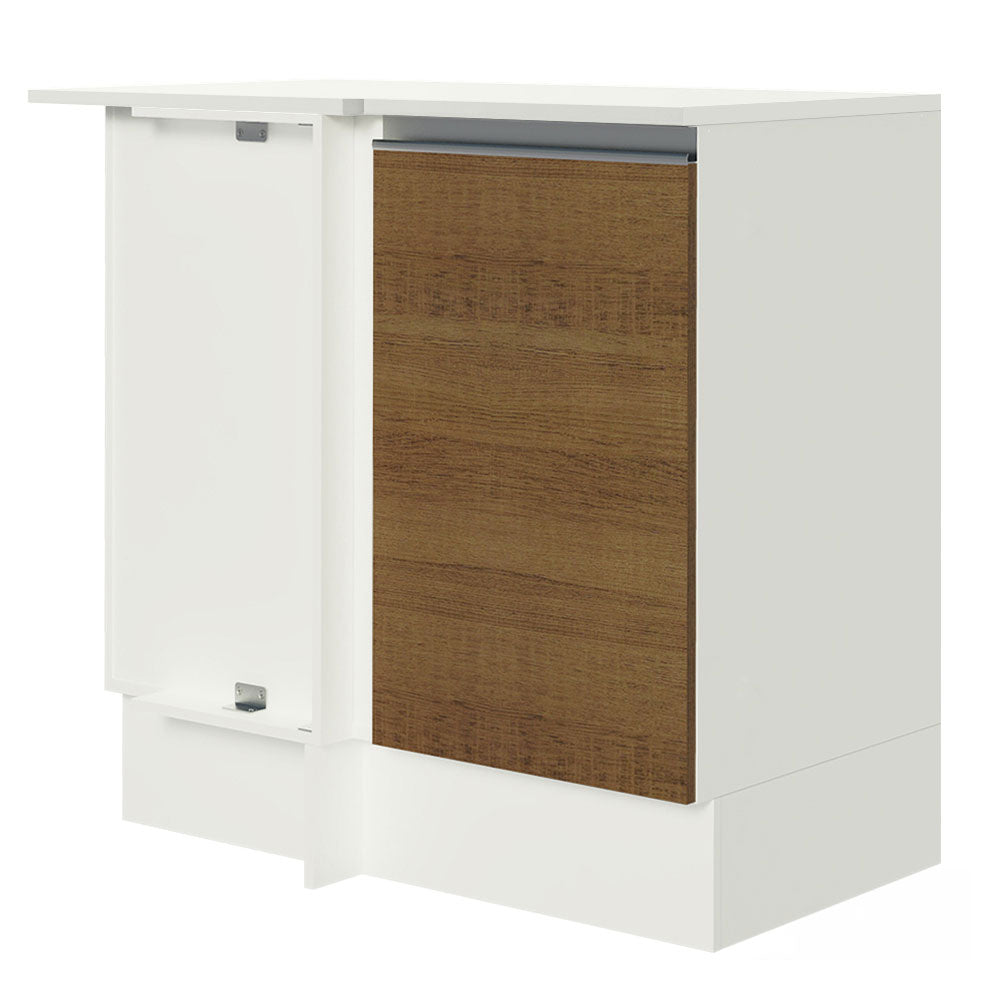 Bajo Mesada Cocina Esquinera 100% MDF con Mesada 1 Puerta Blanco/Marrón Smart Madesa