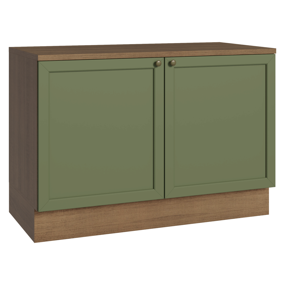 Bajo Mesada Cocina 120 x 60 cm 2 Puertas (con Mesada) Marrón/Verde Vik Madesa