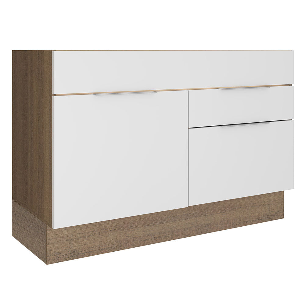 Bajo Mesada Cocina 120 x 60 cm 1 Puerta 2 Cajones (Sin Mesada) Marrón/Blanco Stella Madesa