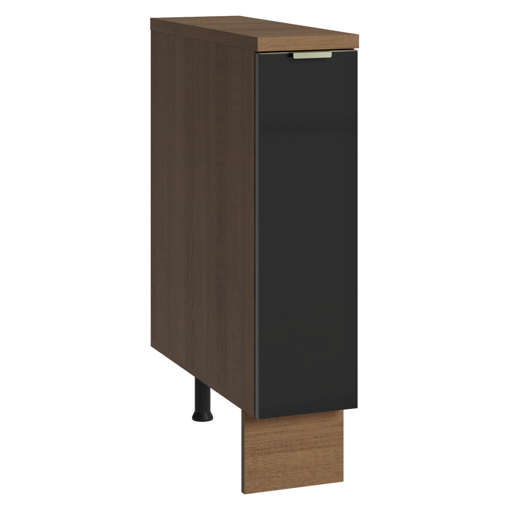 Bajo Mesada Especiero 20 cm X 60 cm, 1 puerta (Con Mesada), Marrón/Negro Lux Madesa