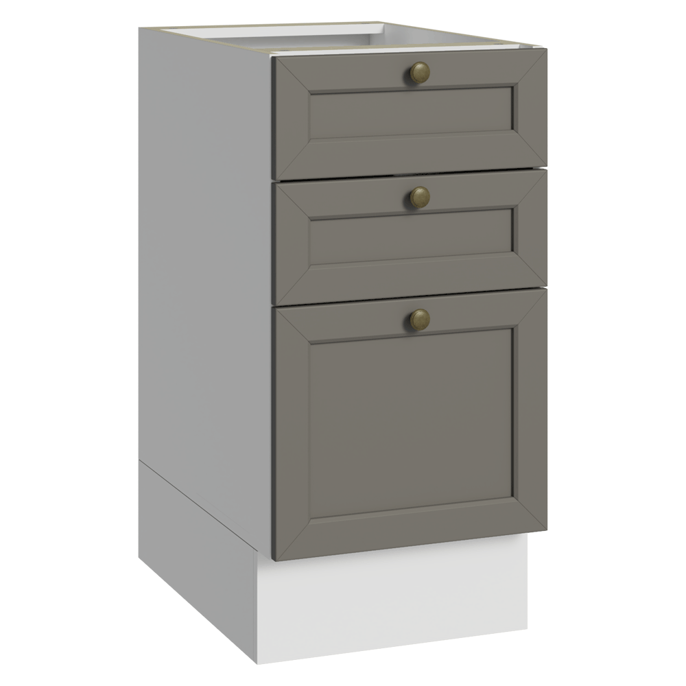 Bajo Mesada de Cocina 40 x 60 cm 3 Cajones (Sin Mesada) Blanco/Gris Vik Madesa