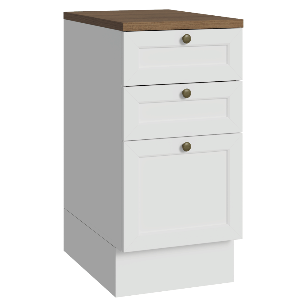 Bajo Mesada de Cocina 40 x 60 cm 3 Cajones (con Mesada) Blanco/Marrón Vik Madesa