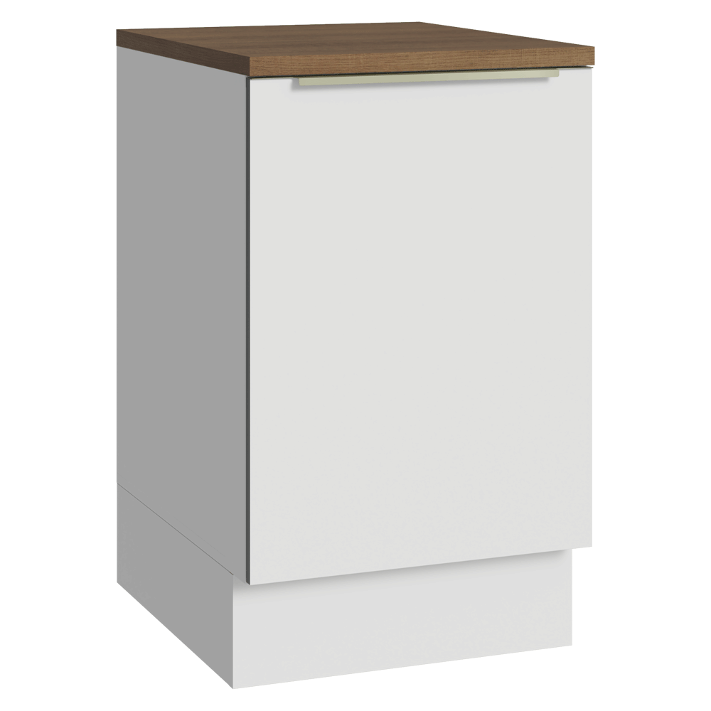 Bajo Mesada 50cm X 60 cm, 1 puerta Blanco/Blanco Aterciopelado/Marrón Lux Top Madesa