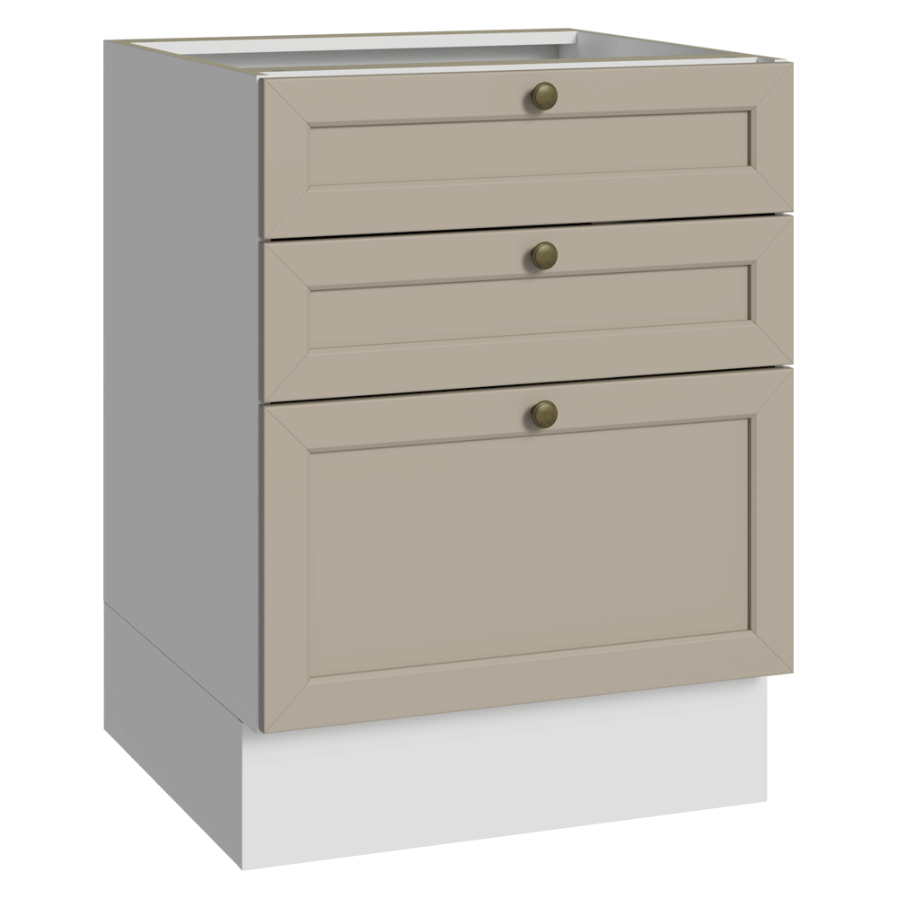 Bajo Mesada 60 x 60 cm 3 Cajones (Sin Mesada) Blanco/Crema Vik Madesa