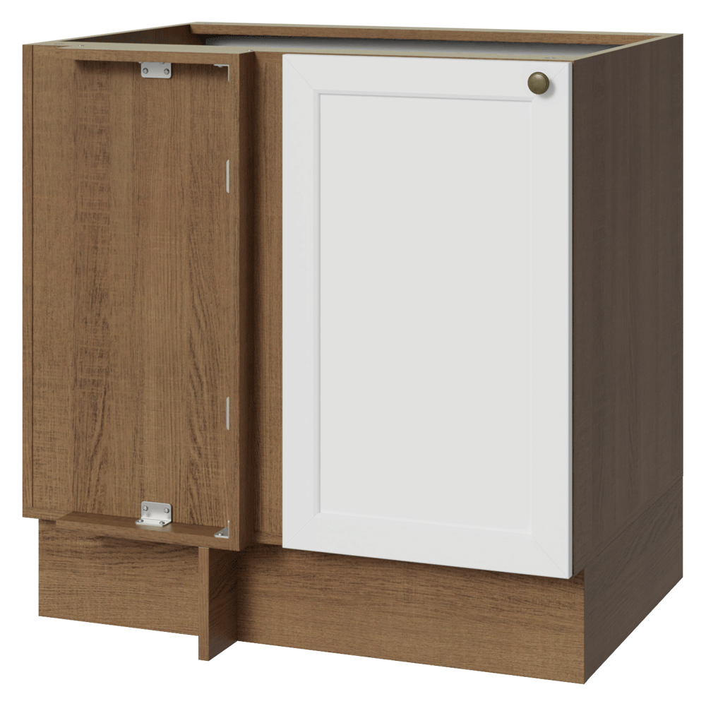Bajo Mesada Esquinero 102 cm x 64 cm (Sin Mesada) Marrón/Blanco Vik Madesa