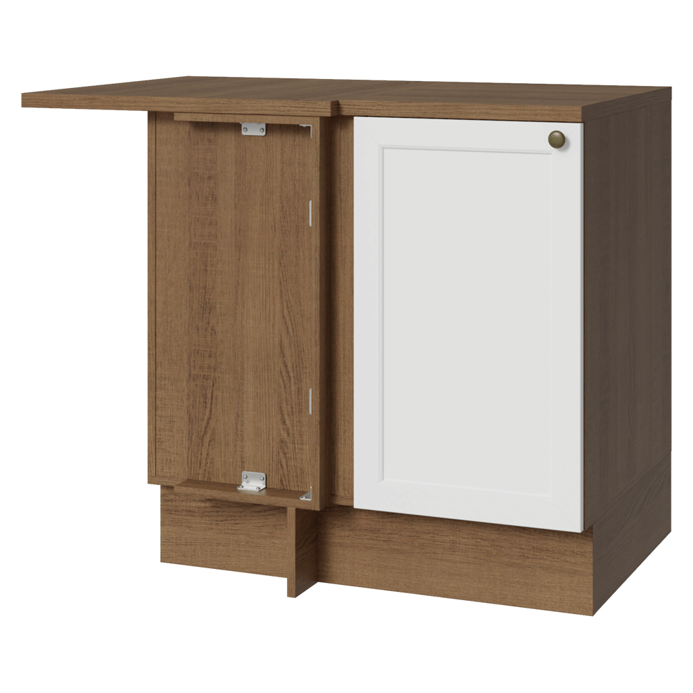 Bajo Mesada Esquinero 102 cm x 64 cm (con Mesada) Marrón/Blanco Vik Madesa