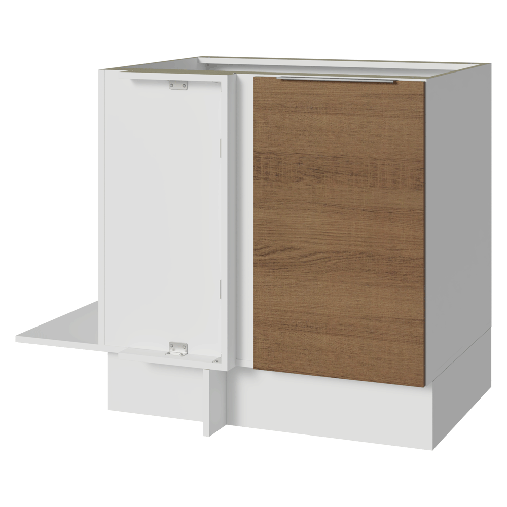 Bajo Mesada Cocina Esquinera 1 Puerta 60 cm Profundidad (Sin Mesada) Blanco/Marrón Stella Madesa