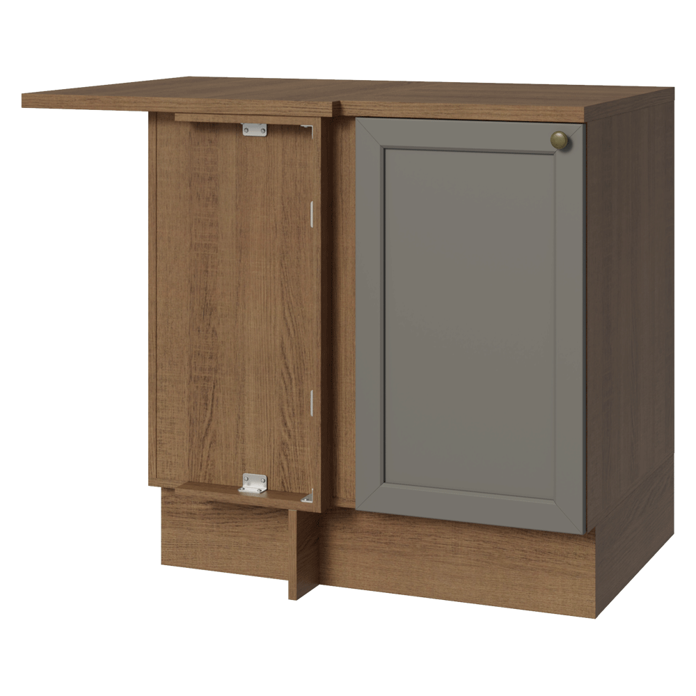 Bajo Mesada Esquinero 102 cm x 64 cm (con Mesada) Marrón/Gris Vik Madesa
