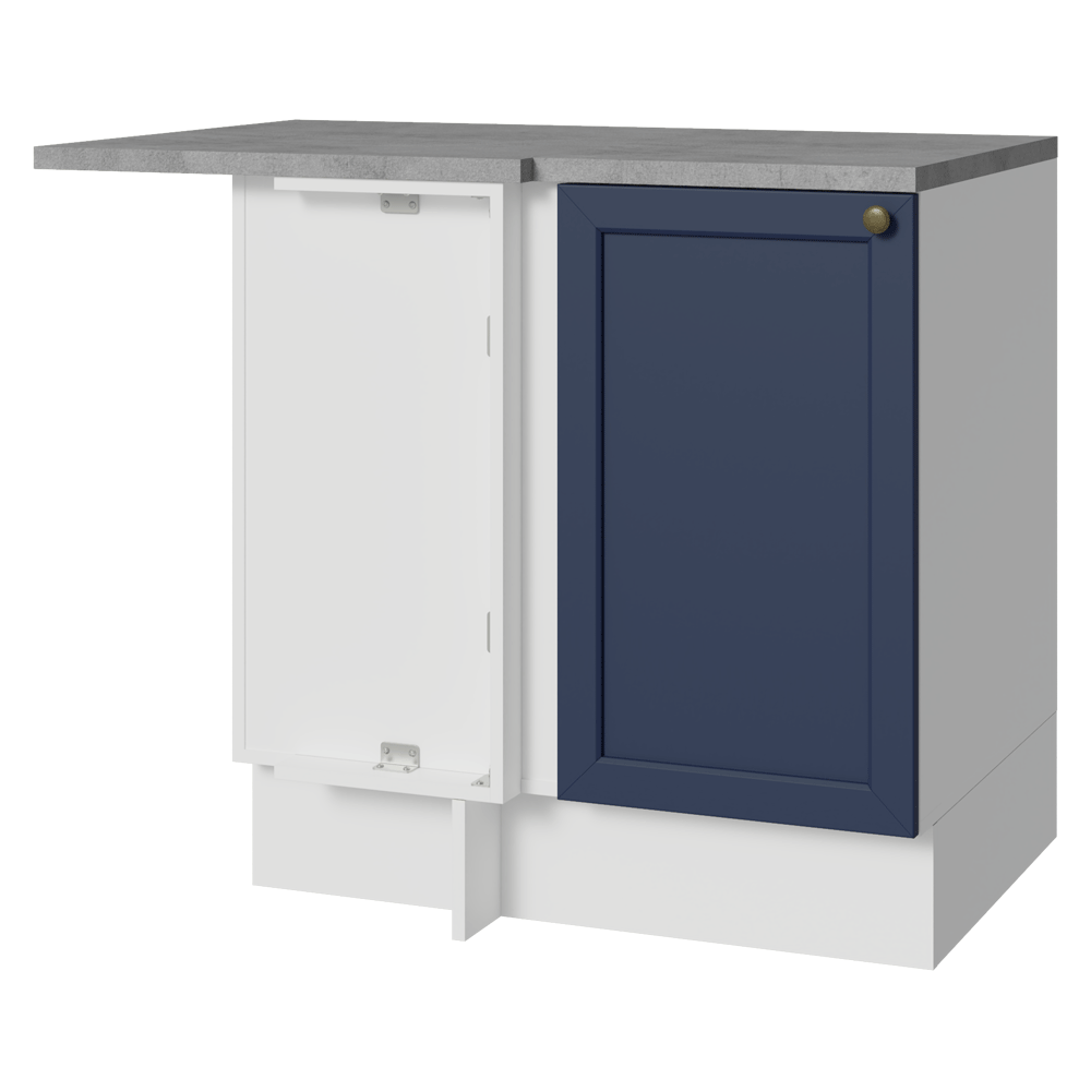 Bajo Mesada Esquinero 102 cm x 64 cm (con Mesada) Blanco/Azul Vik Madesa
